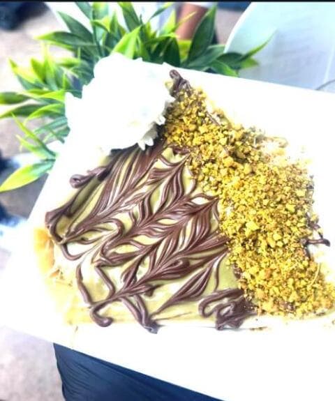 Viral Dubai chocolate crepe with pistachio kataifi filling