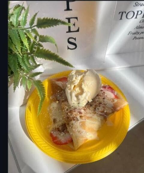 Crepe dessert plated for a Southern California event