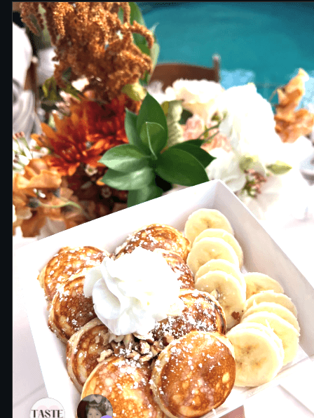 Mini pancakes at a bridal shower catering event